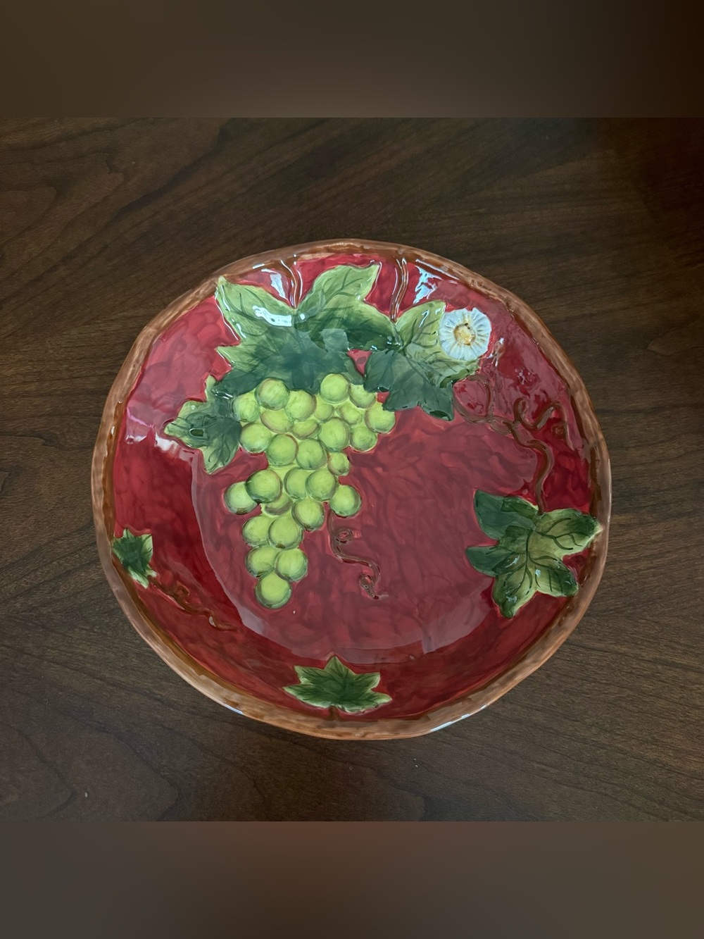Certified International Vineyard 9.5” Bowl Deep Red Background By Susan Winget